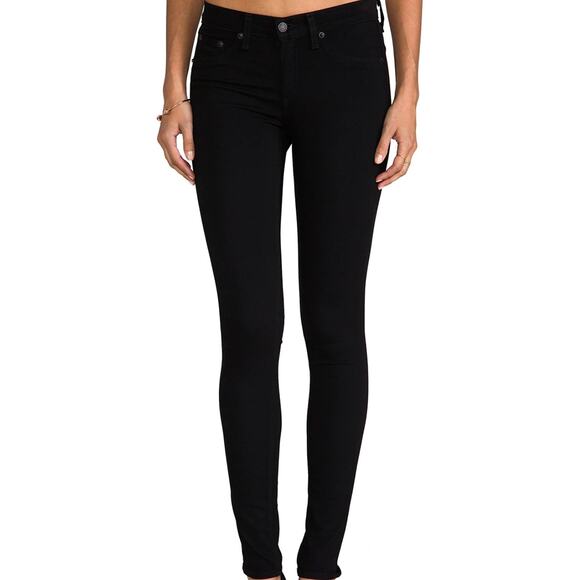 Rag & Bone Legging Skinny Jean Stretch Mid Rise Jegging Revolve Black Plush 27 - Picture 1 of 5
